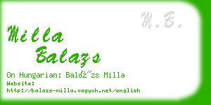 milla balazs business card